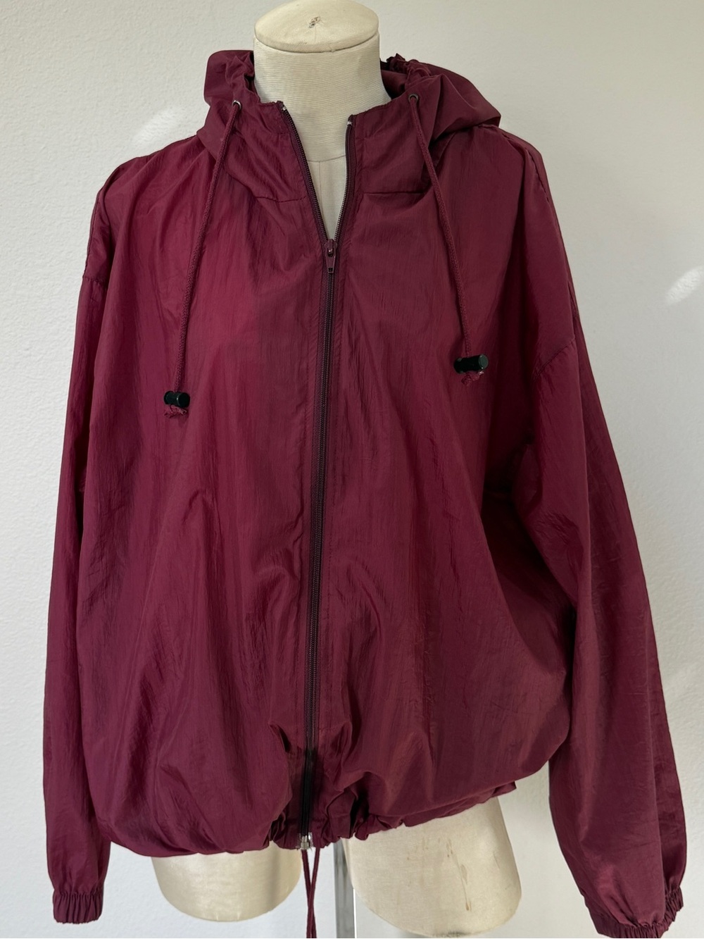vintage burgundy windbreaker jacket